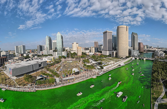 Also part of the celebration is the City of Tampa's tradition of dyeing part of the river green, starting at 11 a.m. - Photo c/o Tampa Downtown Partnership