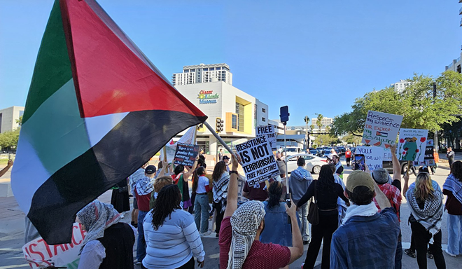 Pro-Palestinian protesters in Tampa, Florida on April 15, 2024. - Photo by Ray Roa