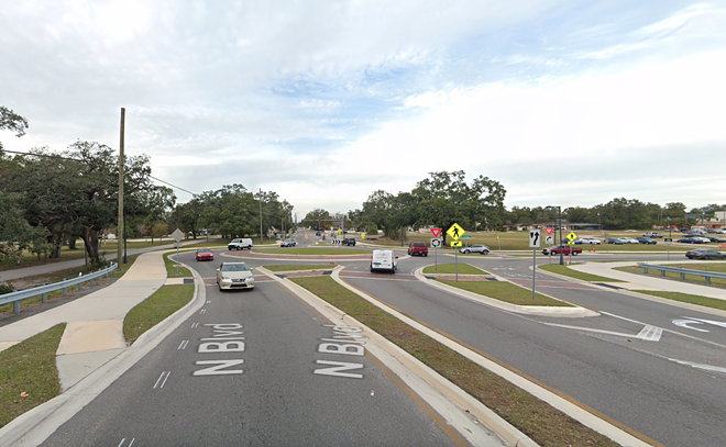 Tampa Heights' N Boulevard traffic circle. - Photo via Google Maps (screengrab by Creative Loafing Tampa Bay)