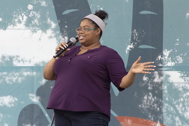 A member of Opera Tampa, which performs at Jaeb Theater inside the Straz Center for the Performing Arts in Tampa, Florida on June 1, 2024. - Photo by Josh Bradley