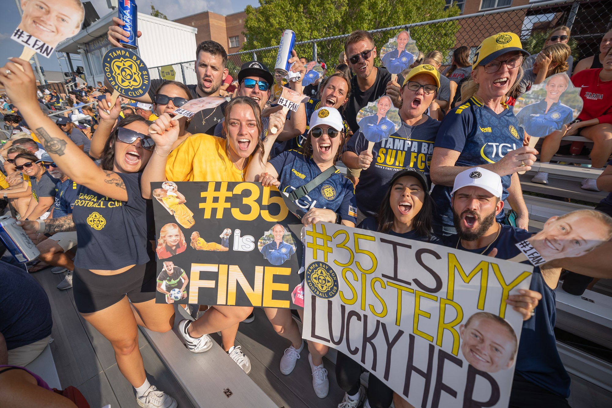 Family members cheer on Tampa Bay Sun FC  forward Sydny Nasello at Blake High School in Tampa, Florida on Aug. 18, 2024. - Photo by Ryan Kern