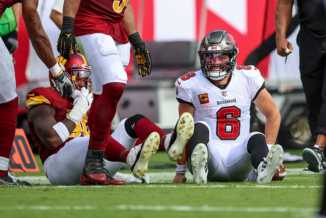 Tampa Bay Buccaneers quarterback Baker Mayfield at Raymond James Stadium in Tampa, Florida on Sept. 8, 2024. - Photo via Tampa Bay Buccaneers