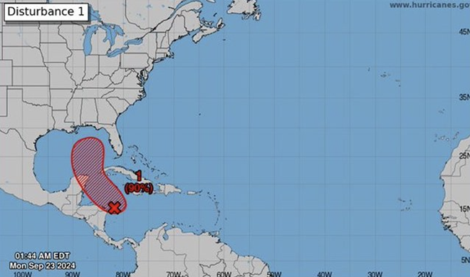 Tropical disturbance in Gulf has 90 percent chance of development this week, says forecasters