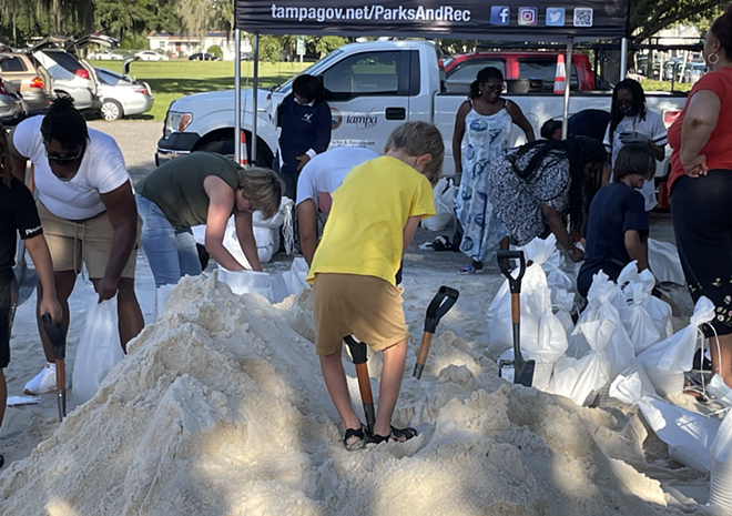 Tampa's Al Barnes Park sandbag location. - Photo by Colin Wolf