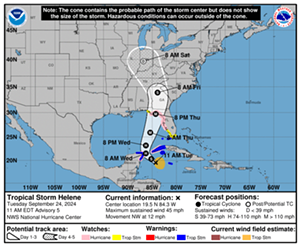 Tropical Storm Helene's path. - Image via NOAA