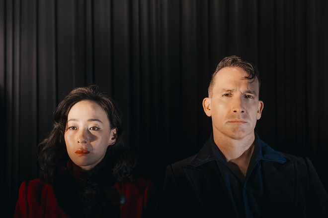 Angela Seo (L) and Jamie Stewart of Xiu Xiu, which plays Crowbar in Ybor City on Oct. 7, 2024. - Photographer by Eva Luise Hoppe