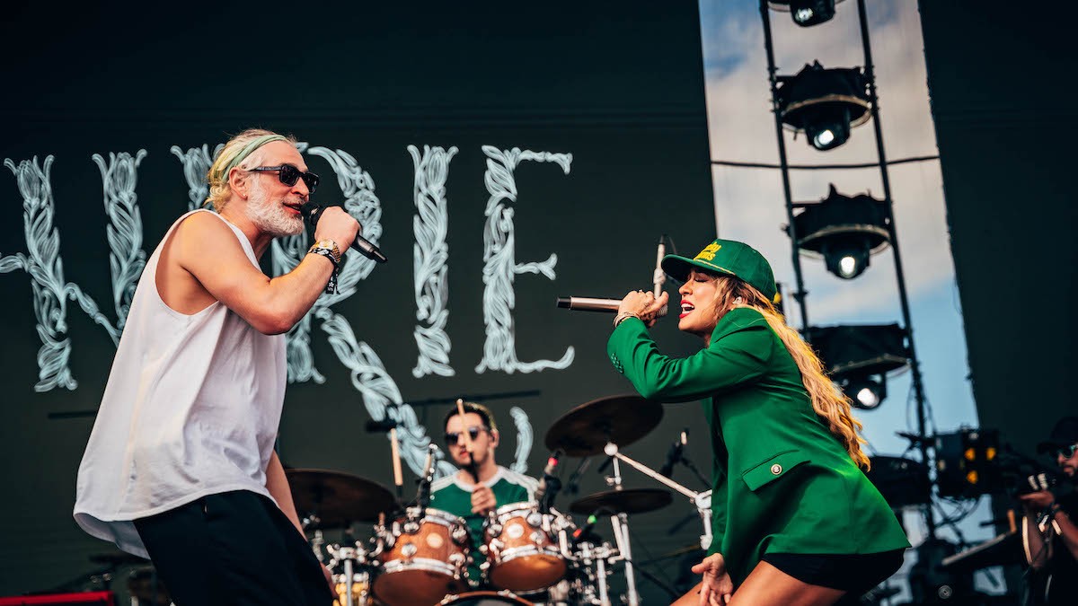 Matisyahu (L) and Hirie play Reggae Rise Up at Vinoy Park in St. Petersburg, Florida on March 17, 2023.
