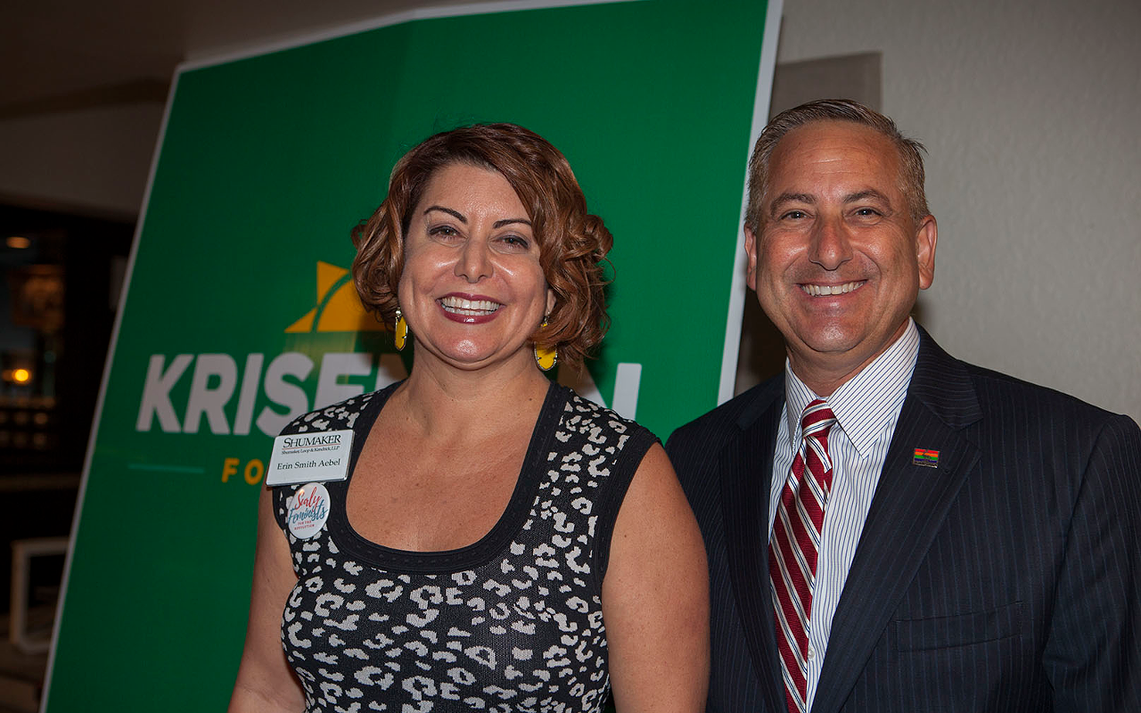 I'm with him: Among candidates Aebel vocally supports is incumbent St. Pete Mayor Rick Kriseman, who has been facing a tough reelection battle this year.
