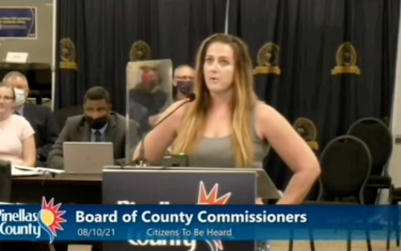 Kaitlin Noethen at an Aug. 10 Pinellas County School Board meeting.