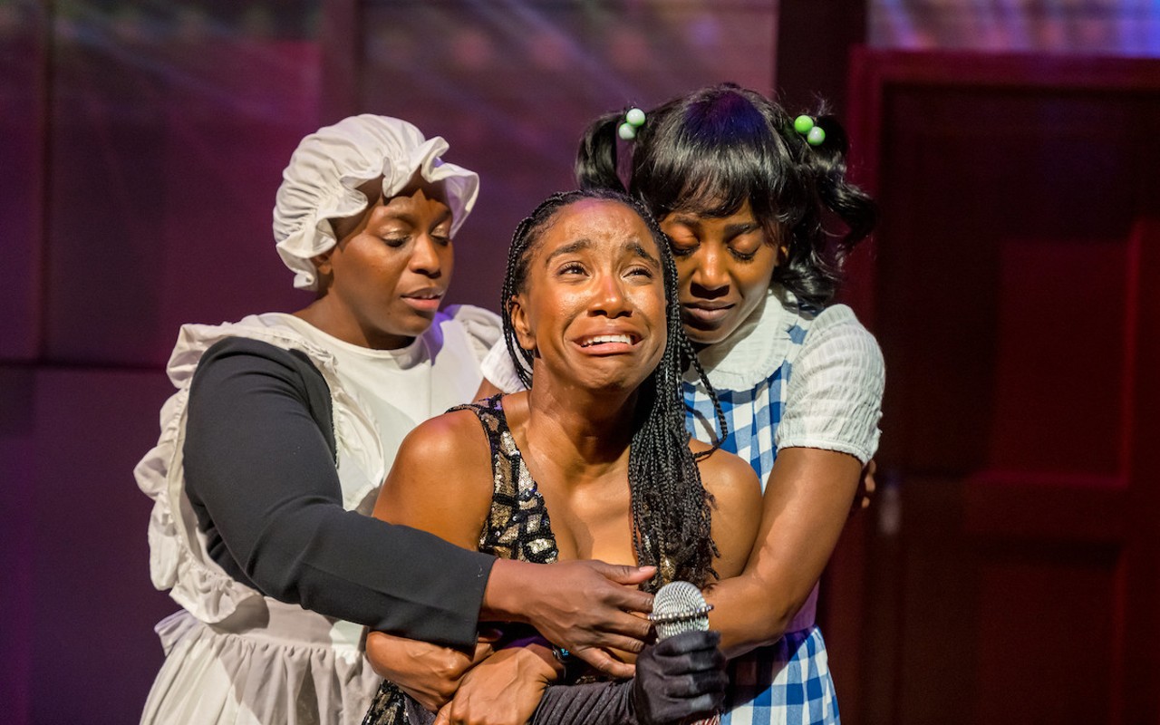(L-R) Yewande Odetoyinbo, Alicia Thomas, and Jemier Jenkins in 'The Colored Museum' at American Stage in St. Petersburg, Florida.