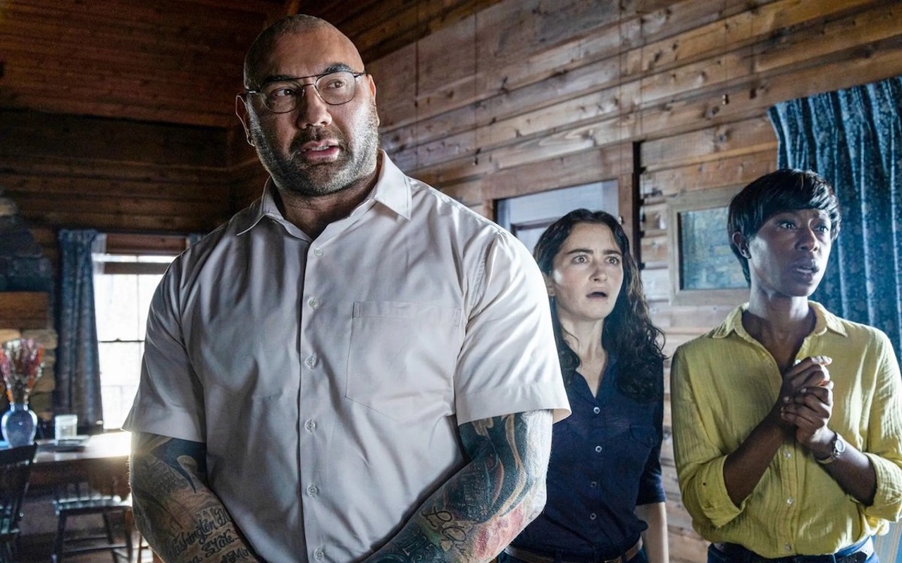 The ‘Knock at the Cabin’ cast is impeccable, with Tampa resident Dave Bautista (L) and Jonathan Groff in particular leading the charge.