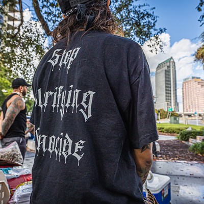 'You won't have any more peace until this comes down': Ahead of new pressure campaign, Indigenous activists drench Tampa's Columbus statue in blood