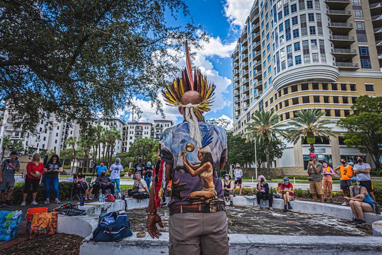 Photos: Indigenous protesters, allies, rally against Tampa&#146;s Christopher Columbus statue