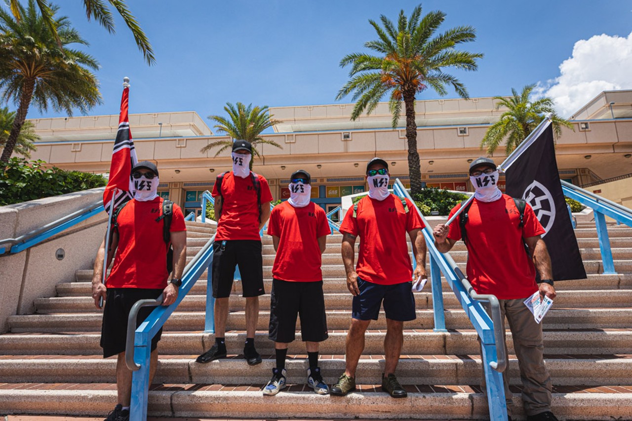 Neo-Nazi group outside the Turning Point USA Student Action Summit at day two of the the Tampa Convention Center on July 23, 2022.