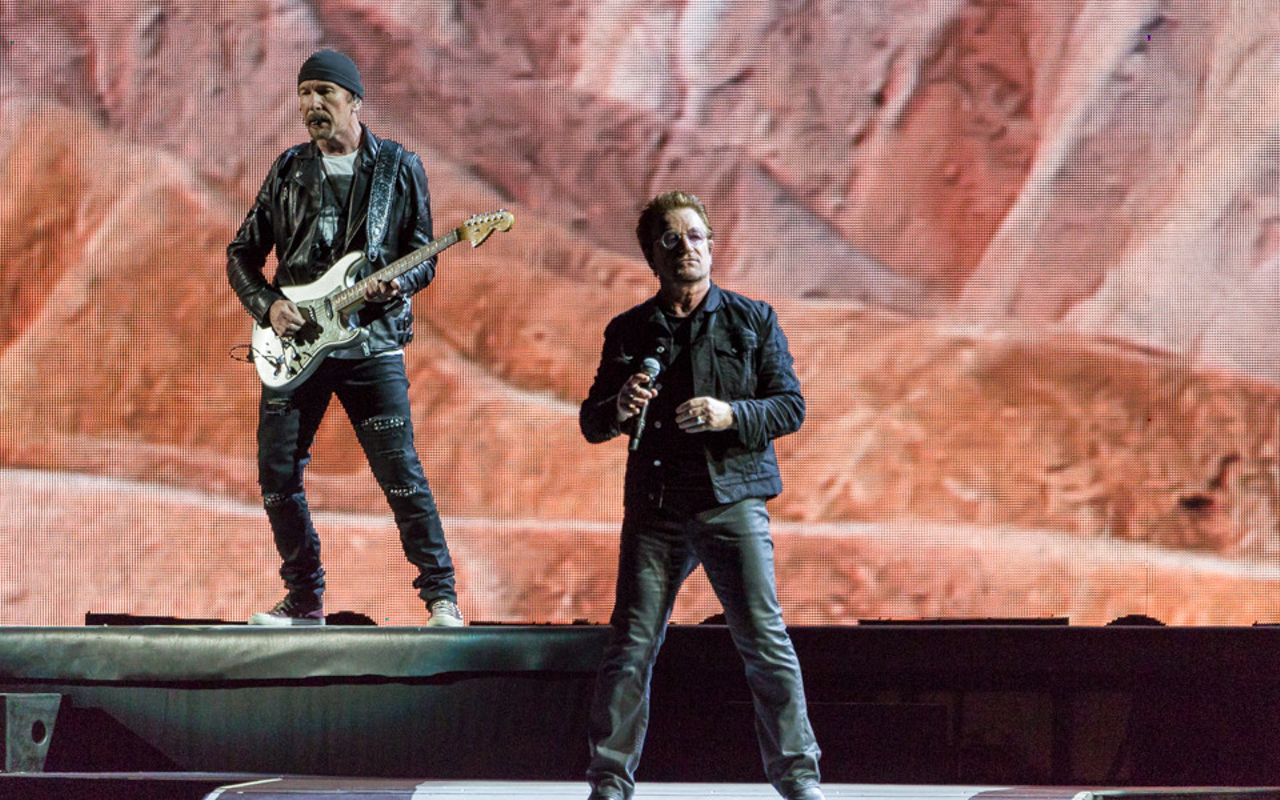 U2 playing Raymond James Stadium in Tampa, Florida on June 14, 2017.