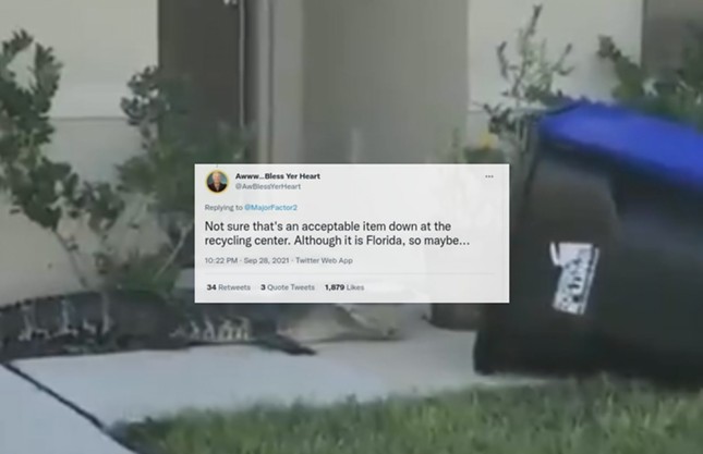 Very accurate tweets about the Florida man who captured an alligator in a trash can