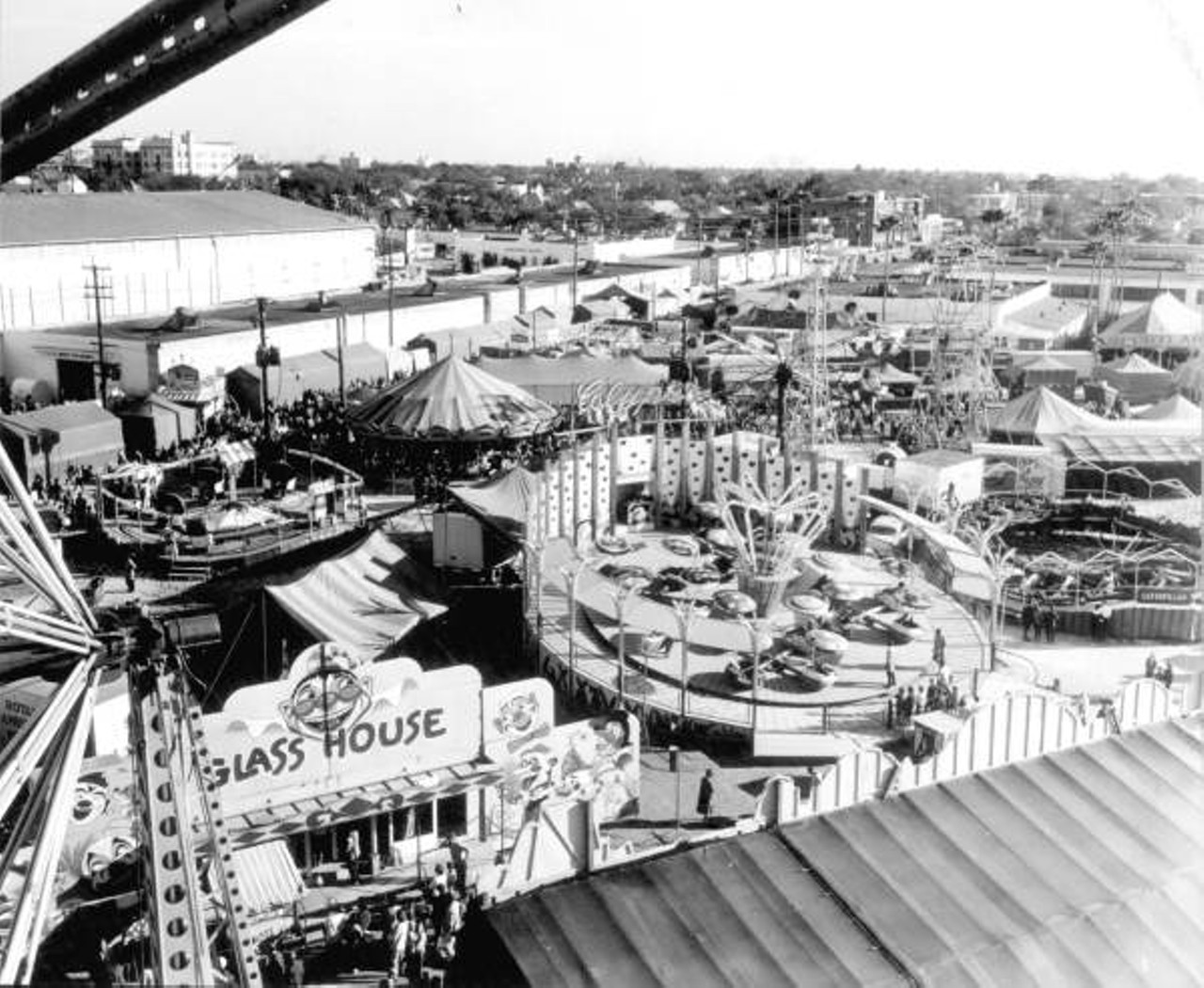 View of amusement rides at the Florida State Fair , 1964