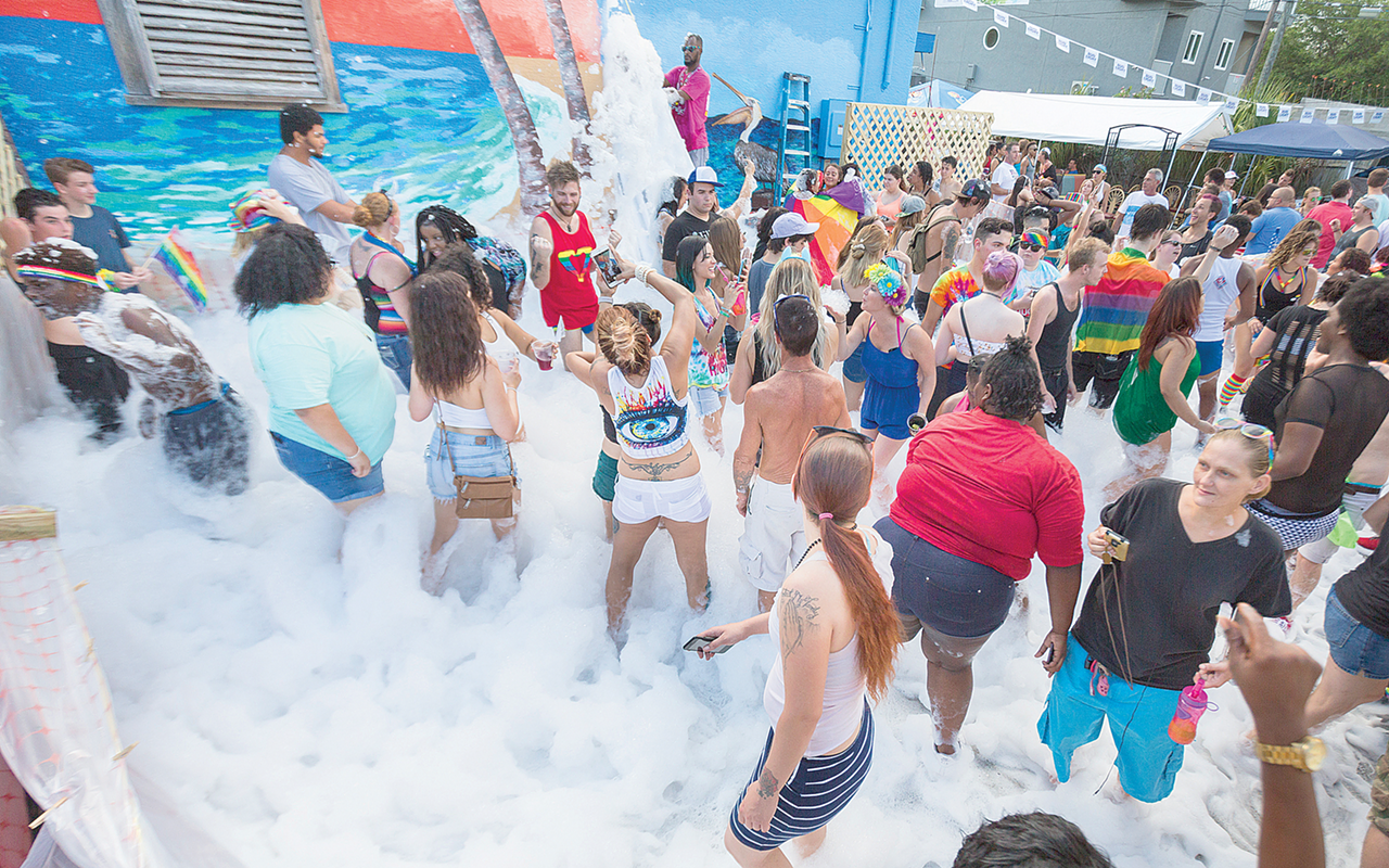 BUBBLE, BUBBLE: A foam party at the Grand Central District’s Old Key West Bar and Grill during St. Pete Pride 2016.