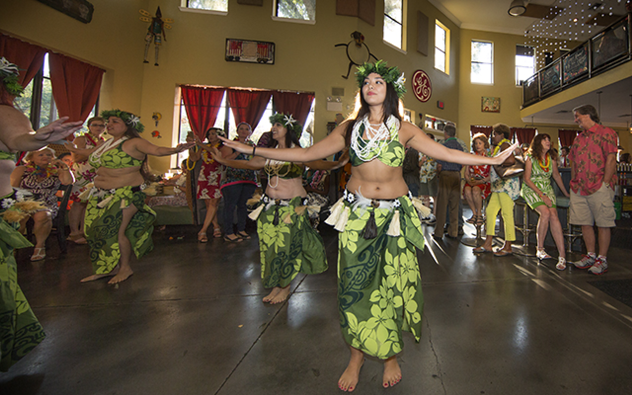 Yen Watanabe, the newest member of the Hula dance troupe Hip Expressions, performs for the luau.
