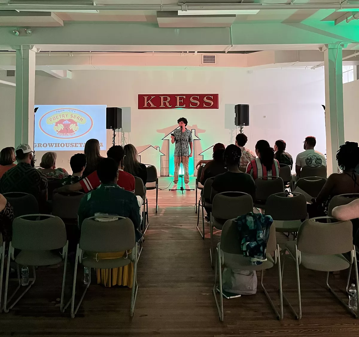 GrowHouse slam poet captivating an audience